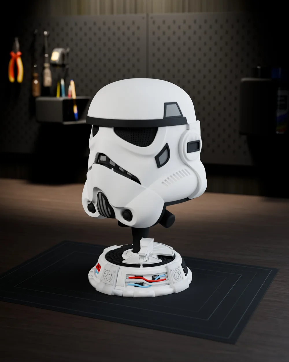 Stormtrooper Helmet with Display Stand — Helmet on stand · Left 22.5°