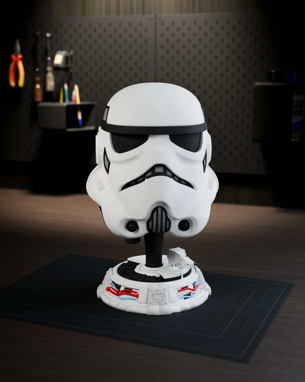 Stormtrooper Helmet with Display Stand — Helmet on stand · Right 22.5°